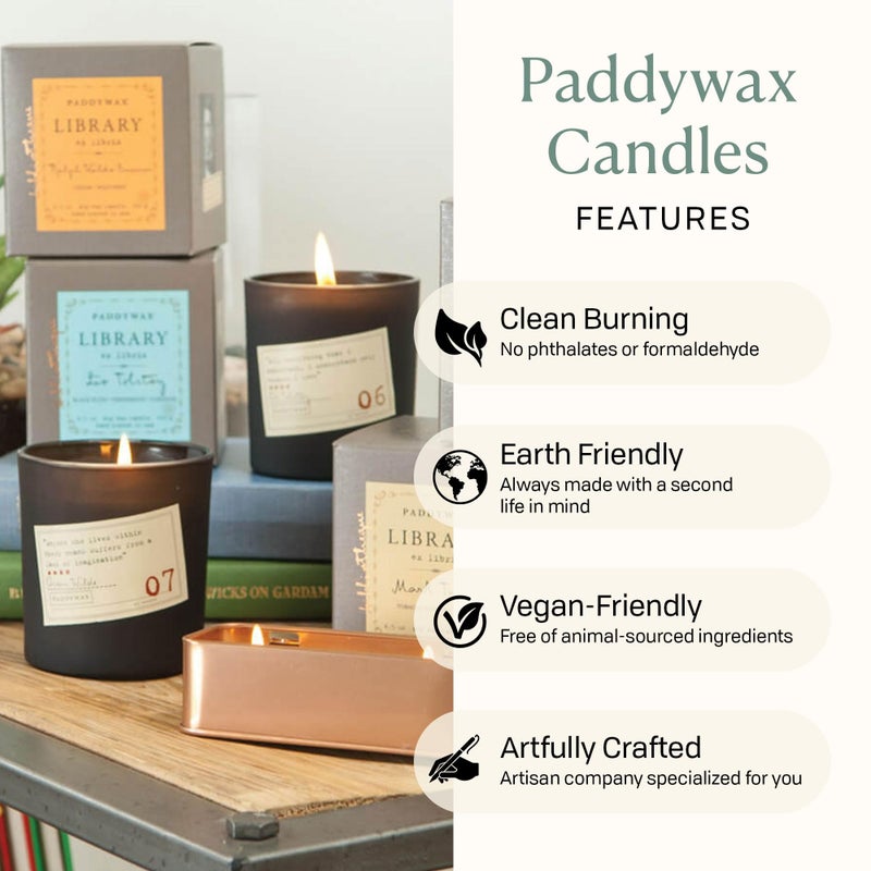Paddywax Library Collection William Shakespeare Scented Soy Wax Candle, 6.5-Ounce, Paprus, Palm & Eucalyptus - Image 4